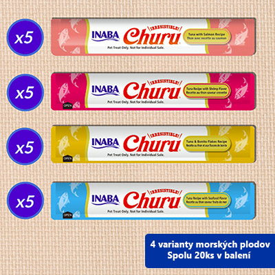 Inaba Cat Churu Multipack - Morské plody 4 varianty 20ks 280g obsah